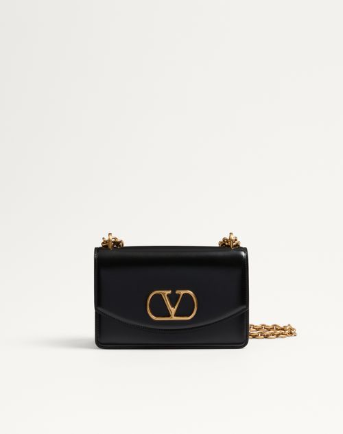Valentino Garavani - Valentino Garavani Vain Small Shoulder Bag In Shiny Calfskin - Black - Woman - Shoulder Bags